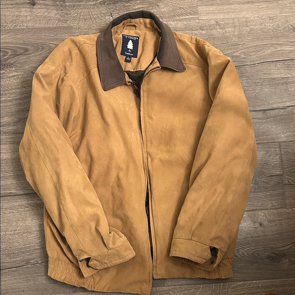 Roundtree & Yorke Tan Jacket with Brown Corduroy Collar